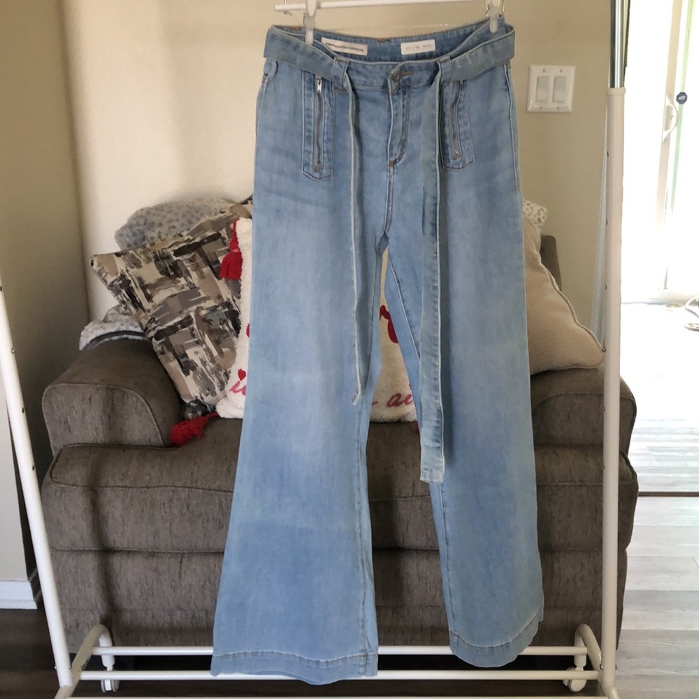 Petite Chic Light Blue Flare Jeans for Women